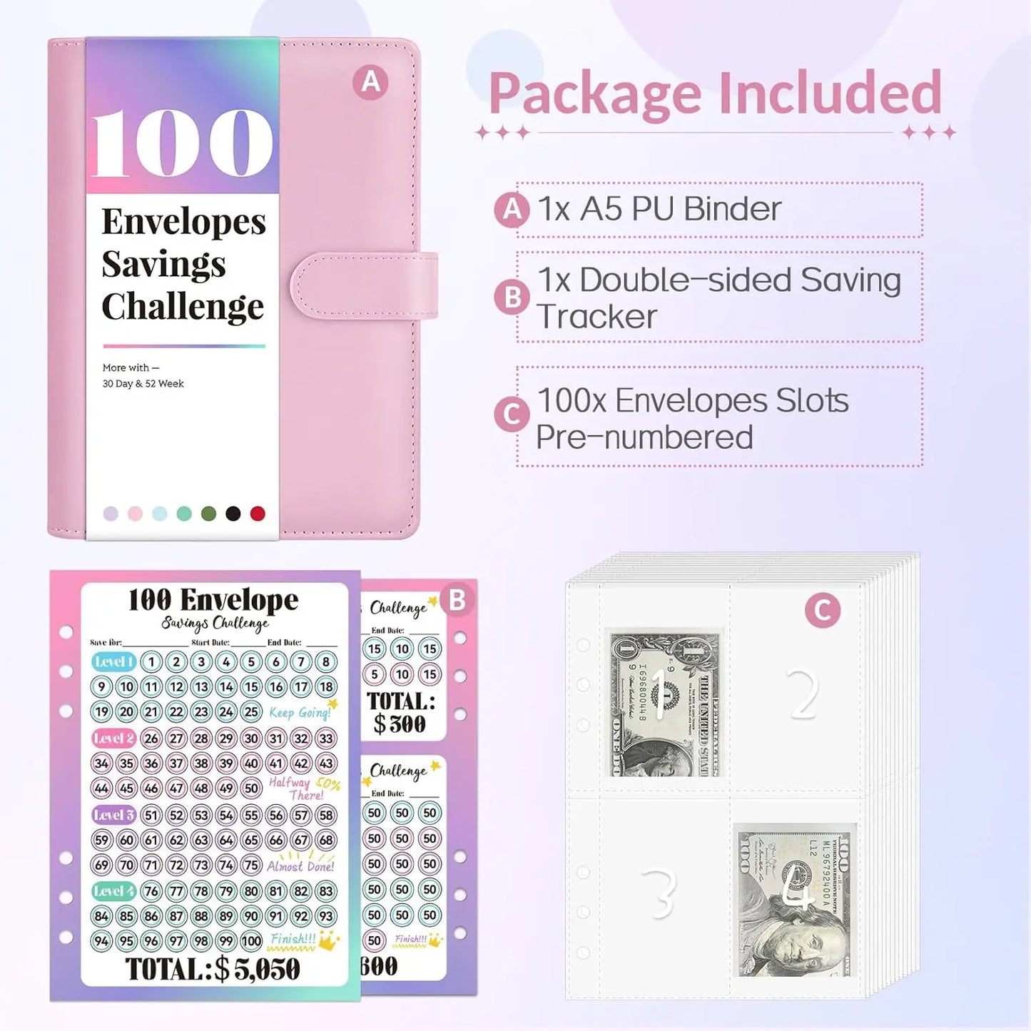 A5 100 Envelopes Money Saving Challenge