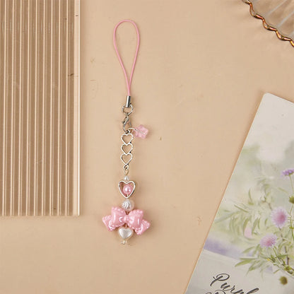 Pink Coquette Heart & Bow Beaded Charm